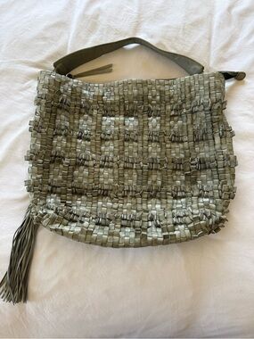 HOBO Olive Woven Fringe Shoulder Bag